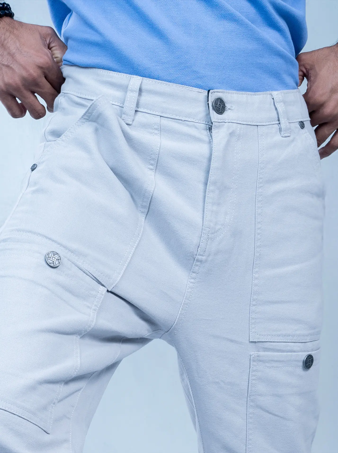 Relax Fit Patch Pocket Cargo Pants – Grey